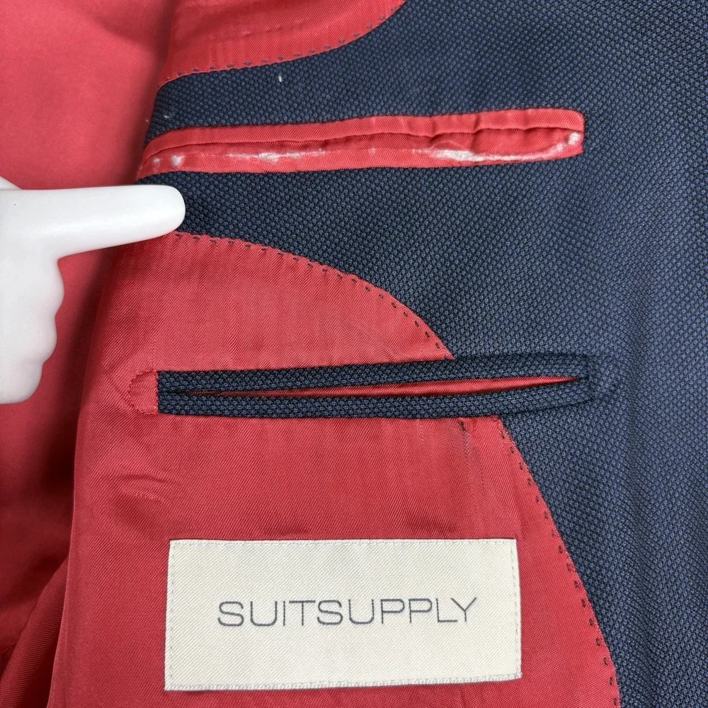 SuitSupply Sienna Navy Blue Wool Blazer Vitale Barberis Canonico 46R‎